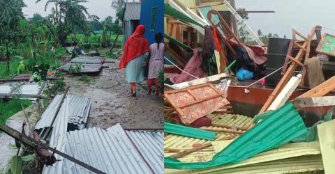 ব্রাহ্মণবাড়িয়ায় কালবৈশাখী ঝড়ের আঘাতে বিধ্বস্ত ৩০টিরও বেশি ঘরবাড়ি
