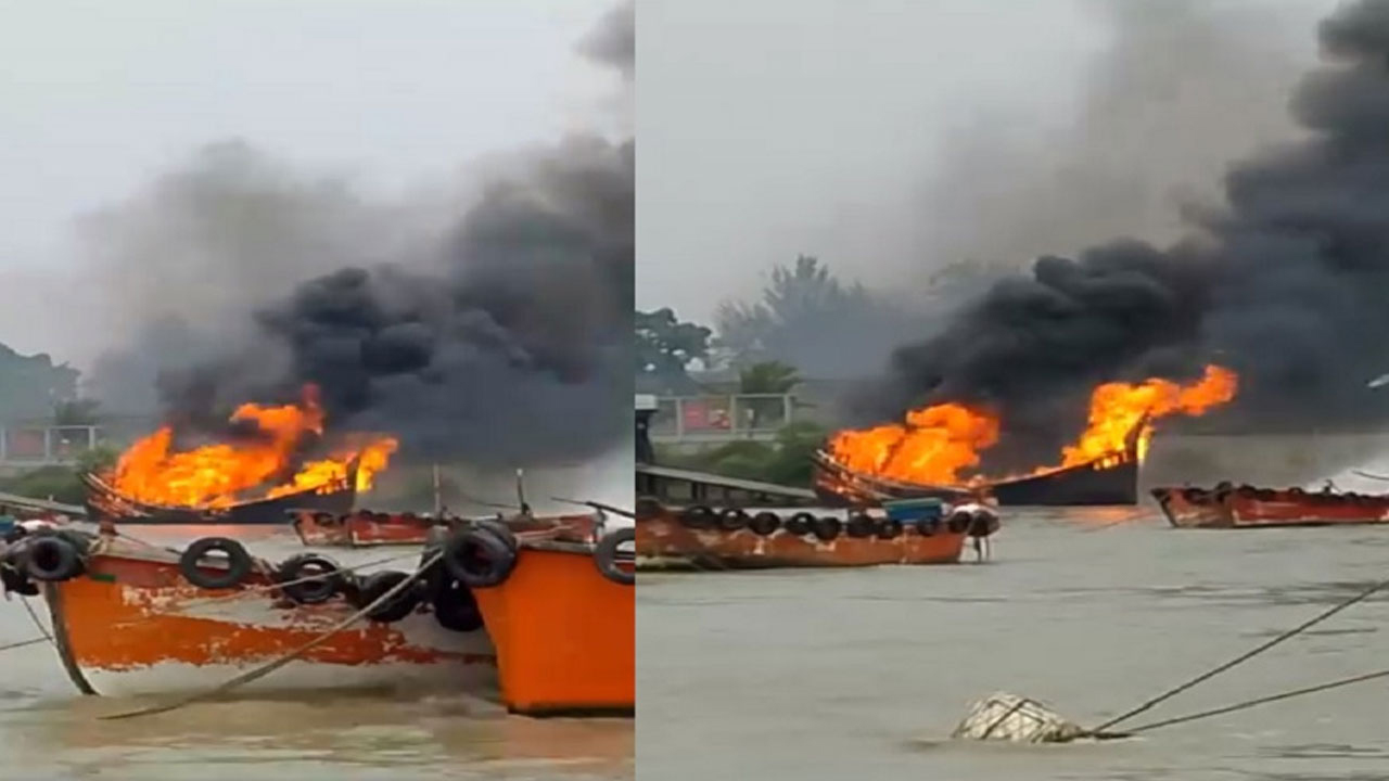 চট্টগ্রামে ফিশিং বোটে আগুন, দগ্ধ ৪
