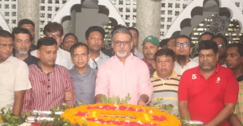 শেরে বাংলার সমাধিতে যুবলীগের শ্রদ্ধা