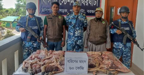 বরগুনায় ২৮০ কেজি হাঙর ও ৬০ কেজি হরিণের মাংস উদ্ধার