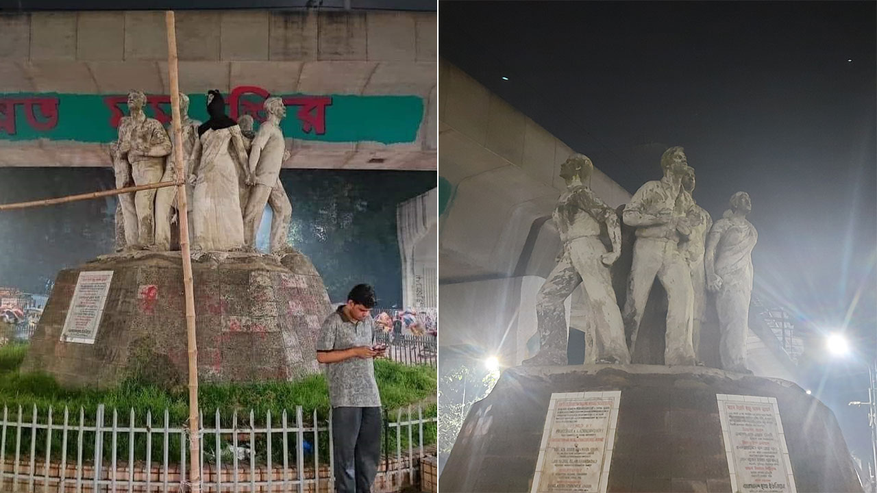 রাজু ভাস্কর্যের নারী প্রতিকৃতিতে হিজাব পরিয়ে পালালো যুবক