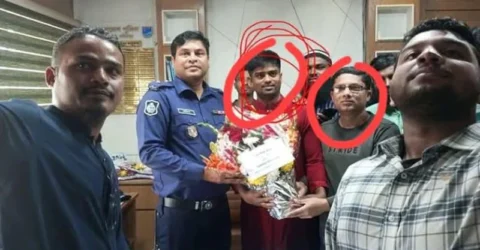 যুবলীগ-স্বেচ্ছাসেবক লীগ নেতাদের নিয়ে ওসিকে ফুলেল শুভেচ্ছা গণঅধিকার পরিষদের