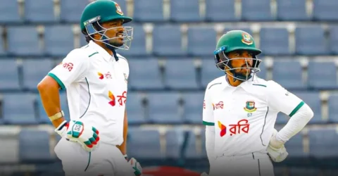 শান্ত-মুমিনুলের জুটিতে এগোচ্ছে বাংলাদেশ