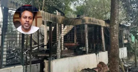 মানবেন্দ্র ঘোষের বাড়িতে আগুন: আটক ৬