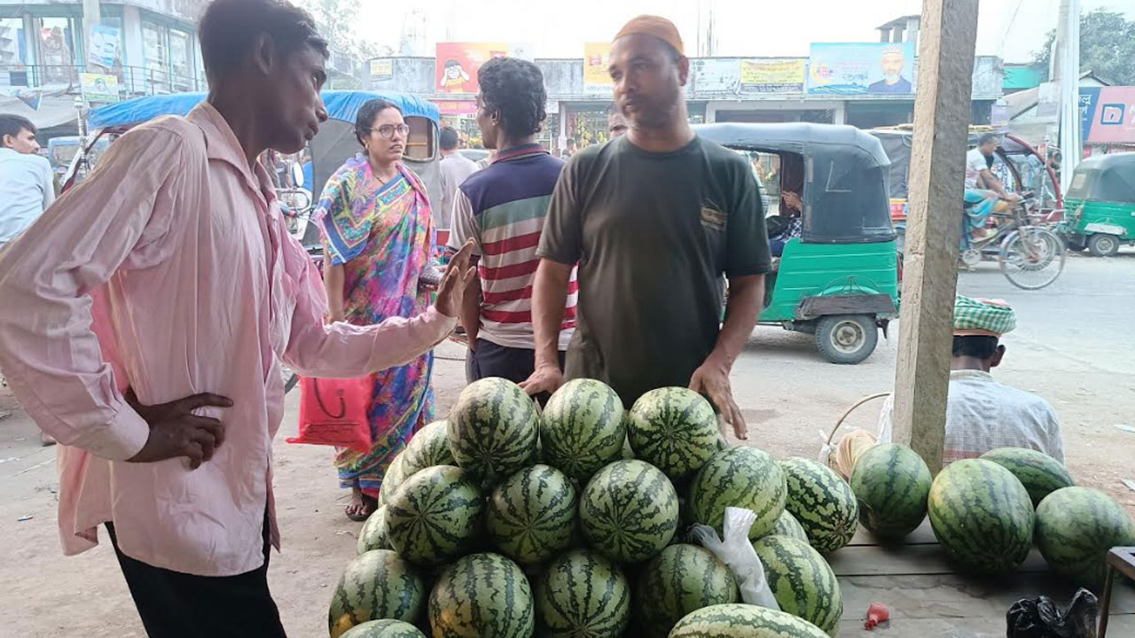 গরমে বেড়েছে তরমুজের চাহিদা, সিরাজগঞ্জে বেচাকেনা জমজমাট
