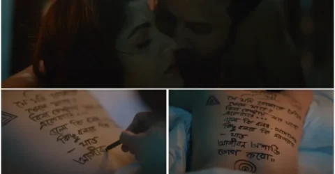 শ্রাবন্তীর খোলা পিঠে কবিতা লিখে চমক দিলেন শিবপ্রসাদ