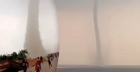 পদ্মা নদীর পানি আকাশের দিকে উঠে যাওয়ার ভিডিও ভাইরাল